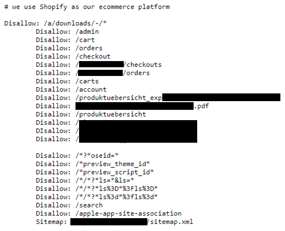 Fehlerhafte robots.txt-Datei, die an ChatGPT zur Überprüfung übergeben wurde